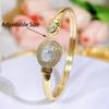 CMM Modern Jewelry European Fashion Sapphire Color Zircon Opening Adjustable Bracelet Bangle Golden Woman All-Match Jewelry Accessories