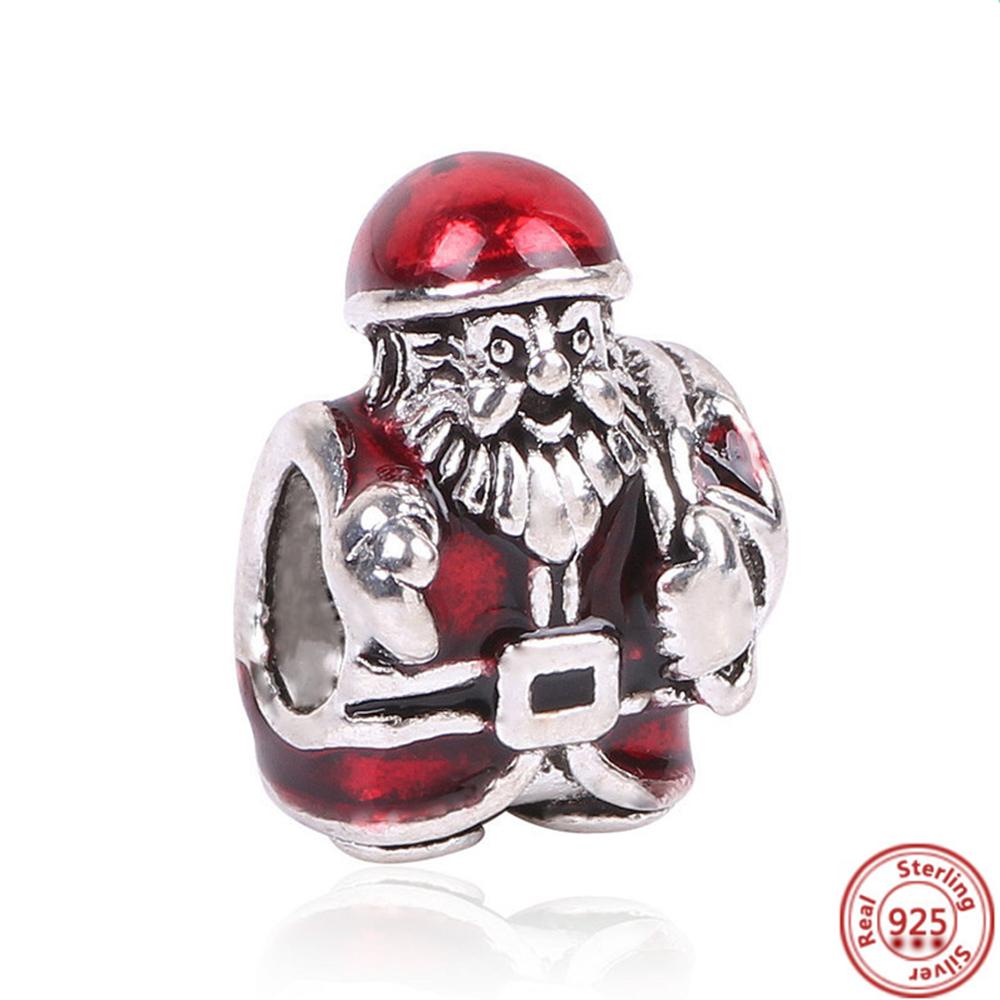 925 Серебряный Пряничный Человечек Носок Санта-Елки Подвеска Снеговик Из Бисера Подходит Оригинальный Браслет Женский Рождественские Изящные Ювелирные Изделия