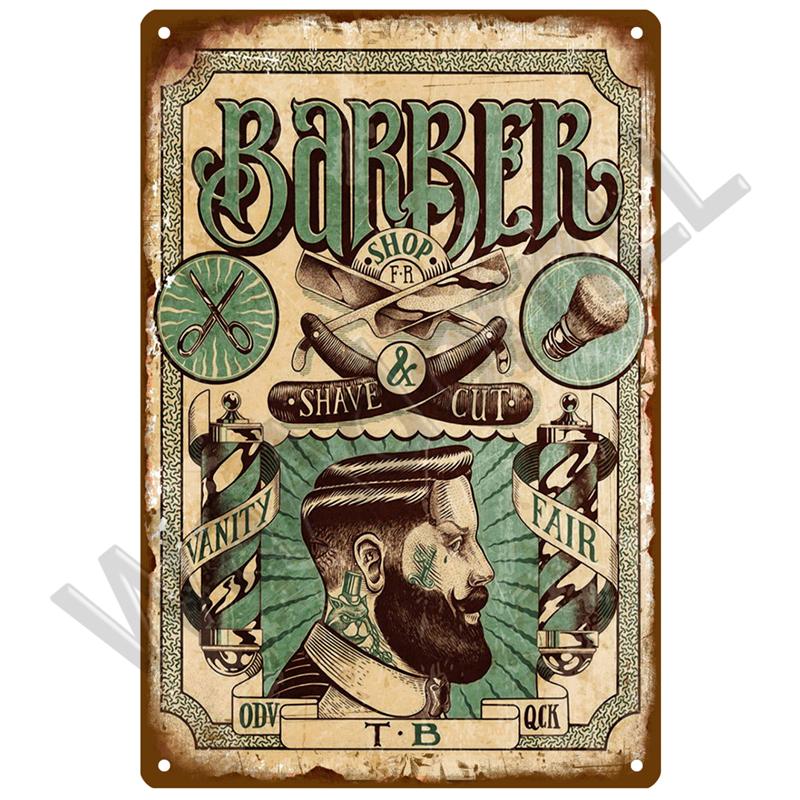 Barber Shop Tin Sign Poster Vintage Wall Posters Metal Sign Decorative Wall Plate Kitchen Plaque Metal Vintage Decor Accessories