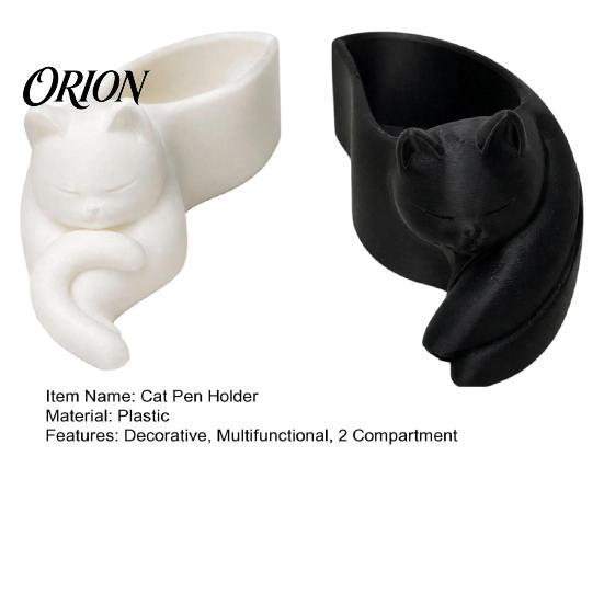 Милый Держатель для ручек в виде кошки, 3D-печатный держатель, Органайзер для канцелярии 'Спящий котенок', Органайзер 2-в-1 для косметических инструментов, кистей для макияжа, Настольный, для дома и офиса