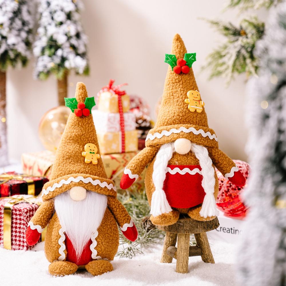Gingerbread Man Christmas Gnome Decoration Swedish Face Figurines
