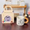 Креативная подарочная коробка для кружки с крышкой и ложкой, керамическая чашка, сувенирная чашка для девочек с ярким дизайном, мультяшная чашка для воды, большая вместимость
