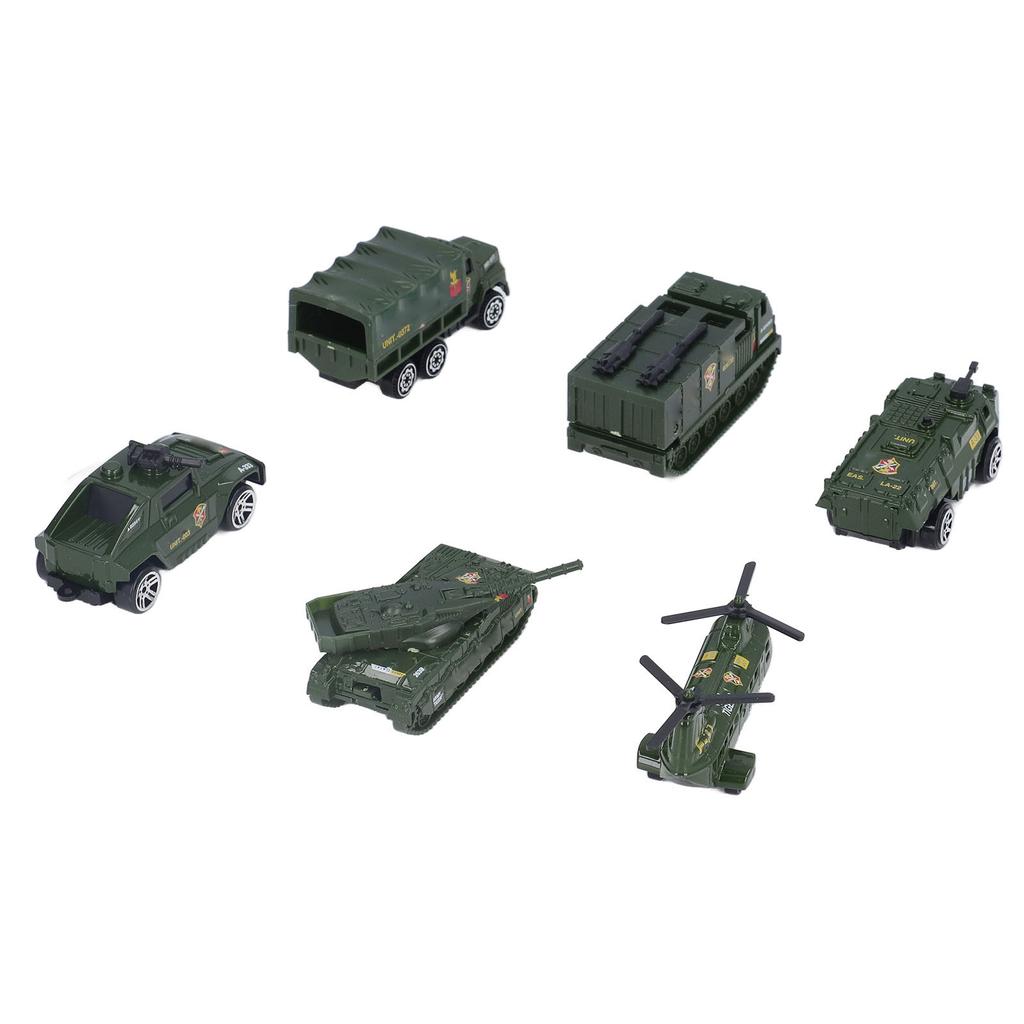 Diecast Military Vehicles 6 Pack Army Toys Assorted Transporter Tank Helicopter Armored Car for