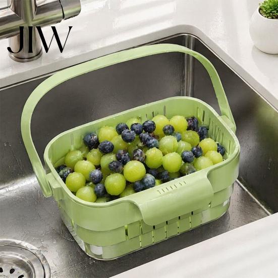 Ventilated Food Storage Rack Kitchen Sink Hanging Drain Basket, with Quick Drying Holes, Foldable Cleaning Accessory for Home Space Saving Residue