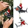 Festival Shark Shaped Hanging Charm Acrylic Christmas Tree and Car Interior Decoration Decorative Pendant for Indoor