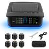Tire Pressure Monitoring System, Solar Tire Pressure Monitor with 6 External Sensors, Ambient Light, Real time Display