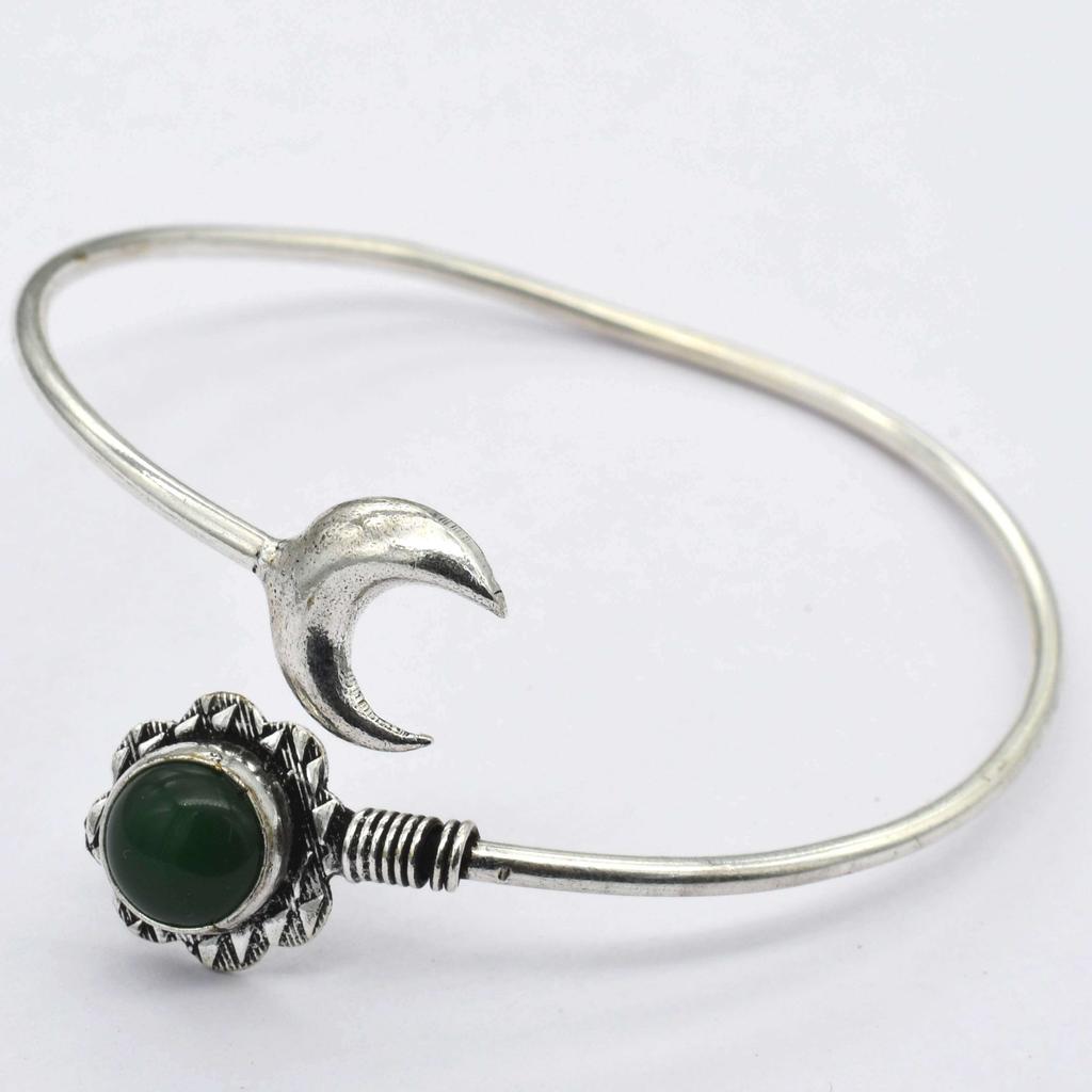 Green Onyx Gemstone Ethnic Handmade Adjustable Bangle Jewelry 8 Gms BN 154