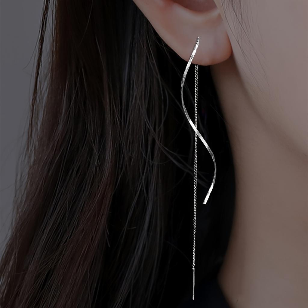Women's Fashion Accessories Long Tassel Threader Earrings for Women Wave Shaped Simple Long Chain Earring Wedding Party Jewelry