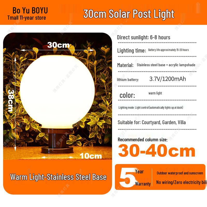 Solar-Powered Outdoor Pillar and Gate Lights for Courtyard and Villa Entrances