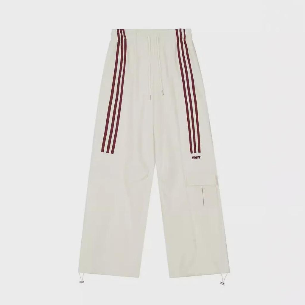 Женские полосатые спортивные брюки широкого кроя 2025 года — американский повседневный стиль High Street, европейский стиль хип-хоп-джаз