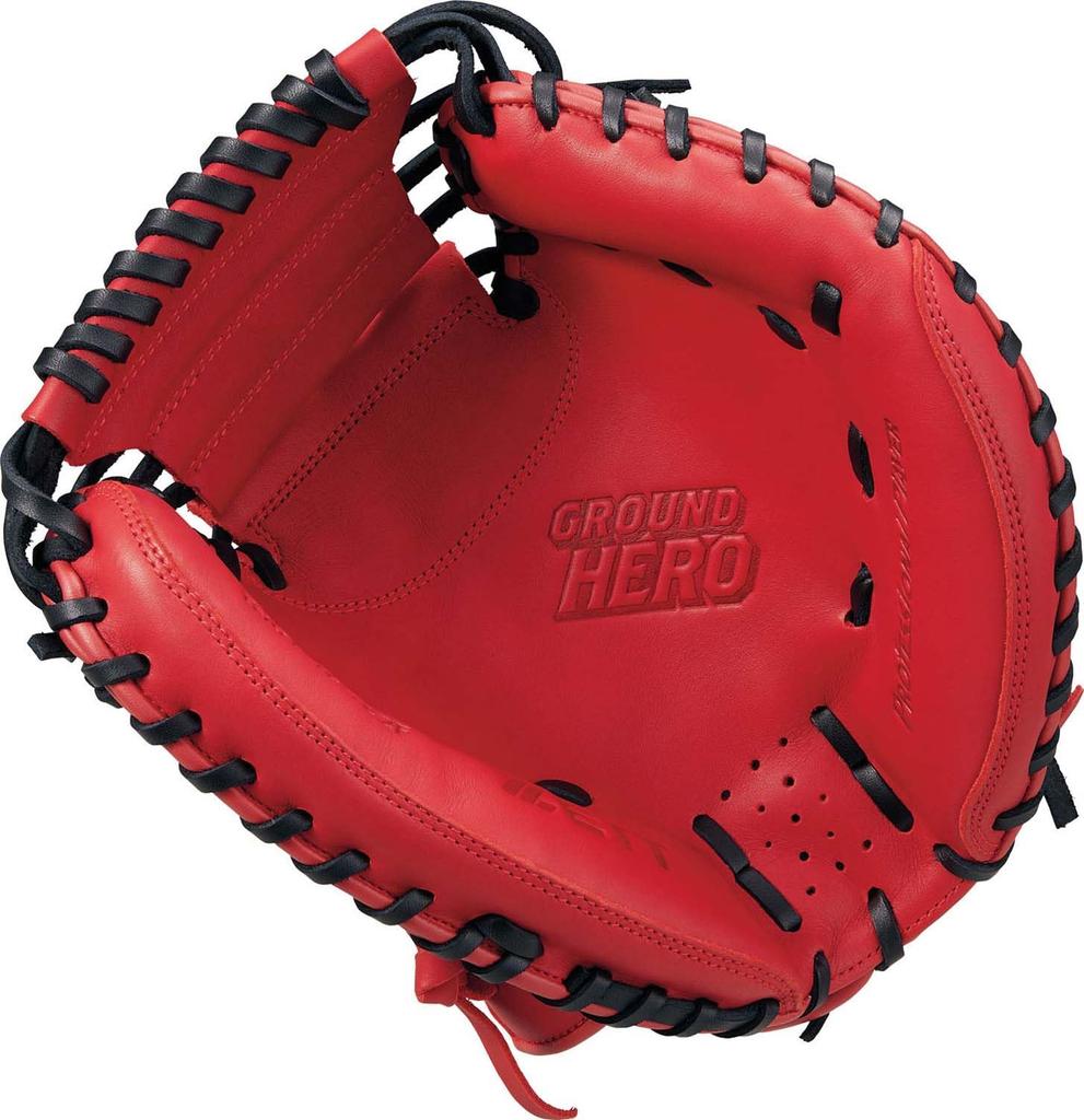 ZETT Youth Baseball Soft Baseball Mitt Grand Hero Throw Red x Black BJC762622F Catcher's Right-Handed (6419)