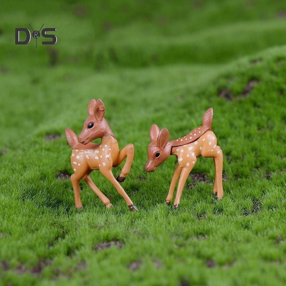 Lovely Couple Deer Mini Craft Micro Landscape Bonsai Garden Home Decor