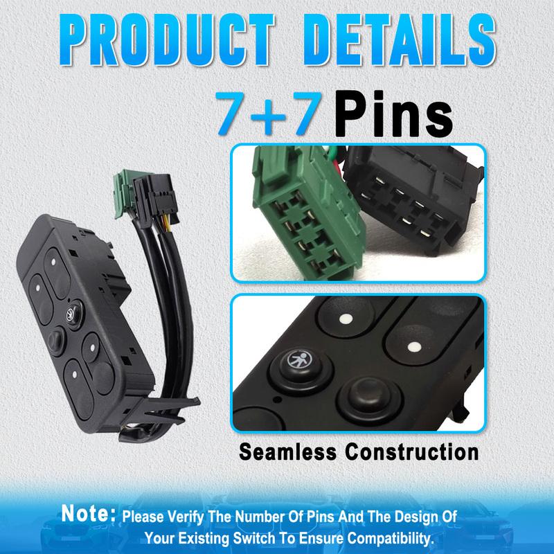 7 and 7 Pins Left Hand Drive Window Regulator Switch Plastic and Metal 90312109 1240600 Fit For Opel Vectra 1988-1995