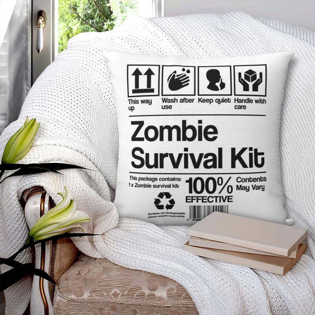 Zombie Survival Kit Square Pillowcase Pillow Cover Polyester Cushion Decor Comfort Throw Pillow for Home Bedroom