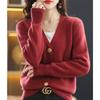 Кардиган-свитер женский, осень-зима 2022, новое свободное женское пальто с v-образным вырезом и длинными рукавами