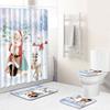 Christmas Shower Curtain Polyester Cloth Toilet Seat Four-Piece Set Entrance Door Mat Bedroom Living Room Floor Mat Carpet