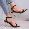 Ladies Shoes 2024 Hot Sale Buckle Strap Women's Sandals Fashion Metal Decoration Dress Sandals Women New Peep Toe Heeled Sandals