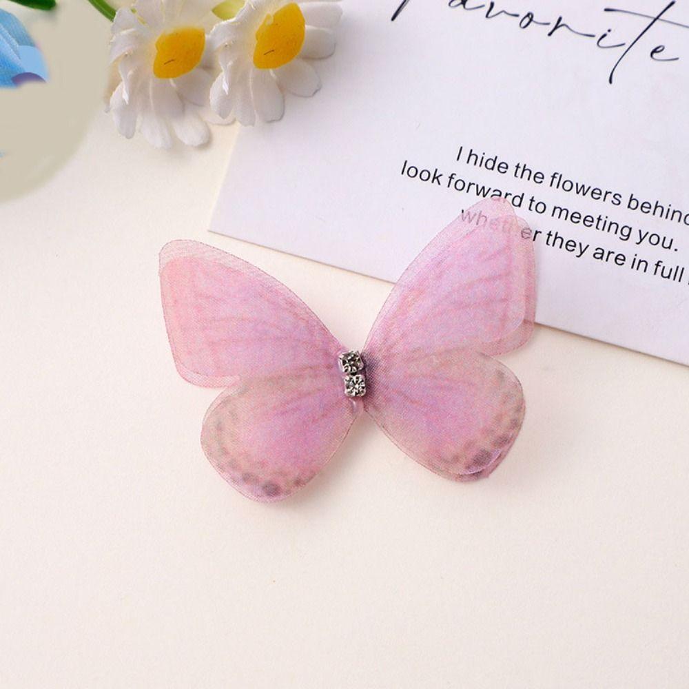 20 шт 3D марлевая аппликация бабочка аппликация ткань со стразами сетка бабочка нашивки ручная работа