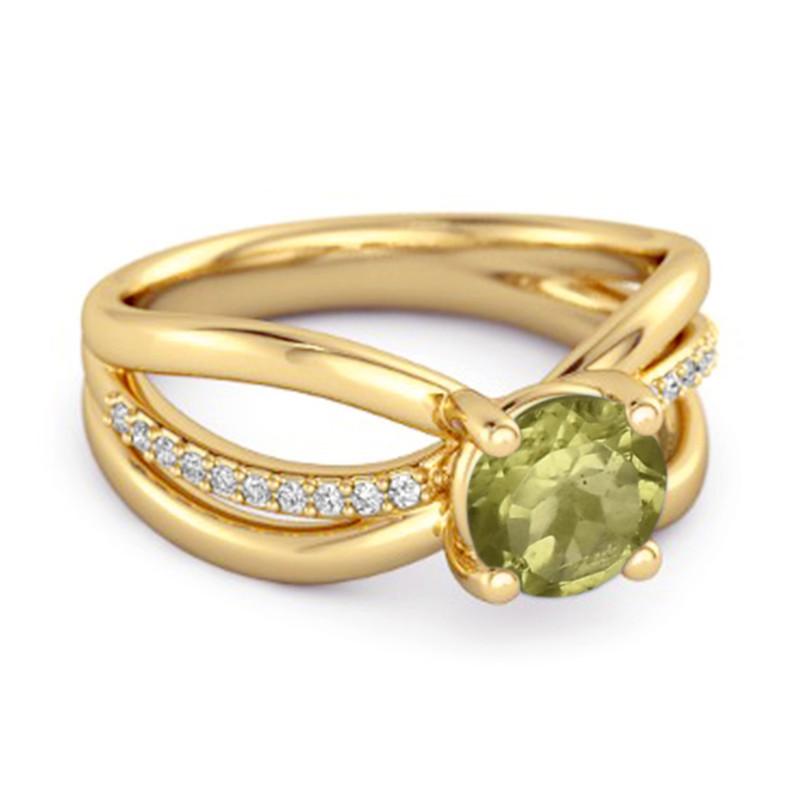 Peridot Infinity Pavé Split Band Ring - Sterling Silver Gold Vermeil