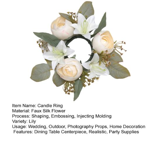Мини Искусственный Венок Кольцо для Свечи Реалистичная Искусственная Лилия Роза Гирлянда с Пластиковой Основой Декор для Свечи Вина Свадьбы Вечеринка Украшение Центр Стола