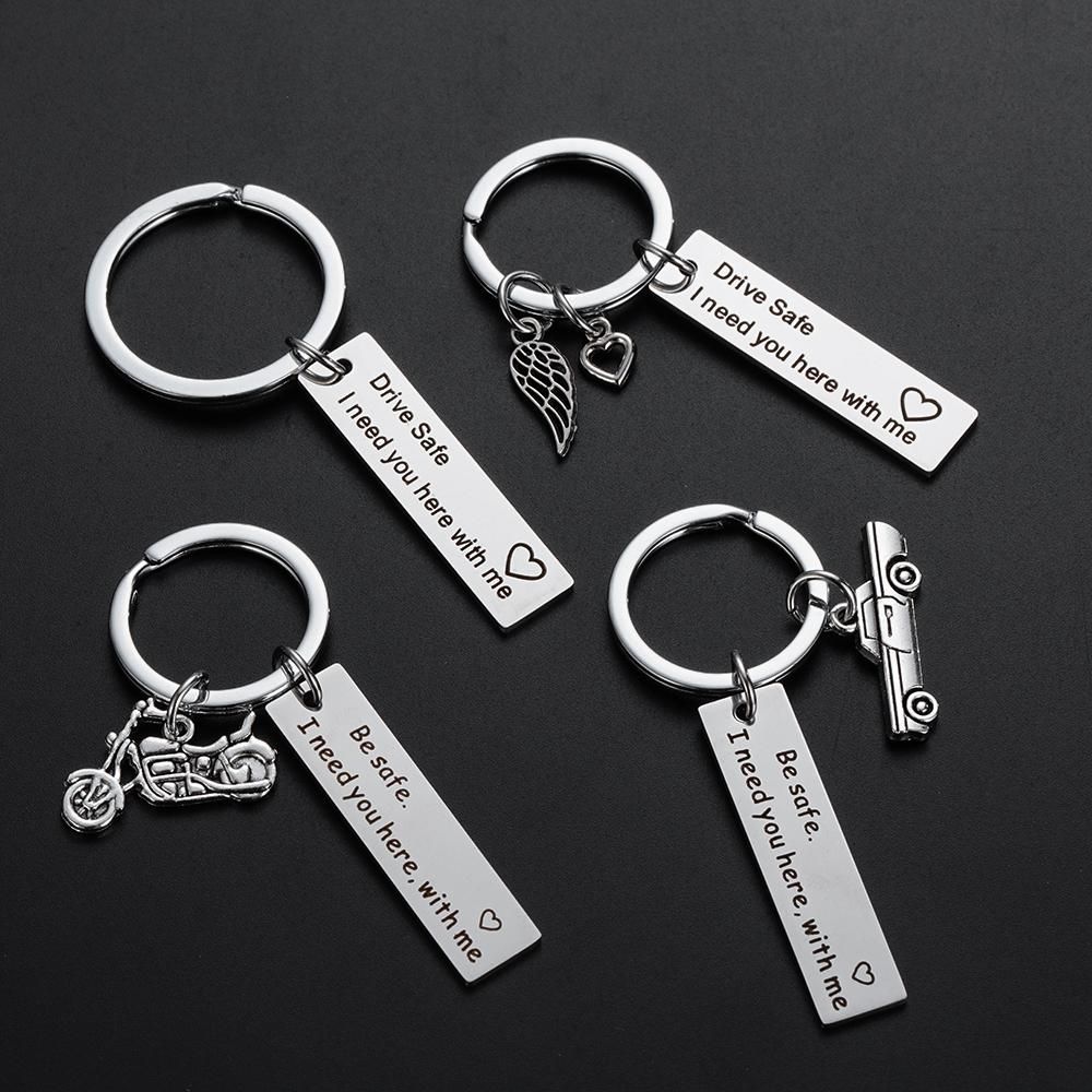 I Need You Here with me Dad Fathers Boyfriend Gifts Men Keychain Pendant Keyring Drive Safe