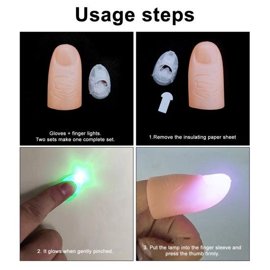 Волшебные светодиодные фонарики на пальцы, игрушка-розыгрыш, светящиеся мигающие кончики пальцев для магических сценических трюков, реквизит для выступлений