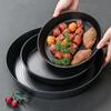 Unbreakable Dinner Plates Food Storage Tray Round Black Melamine Porcelain Barbecue Dishes Dishwasher Safe BPA Free Kitchen Tool
