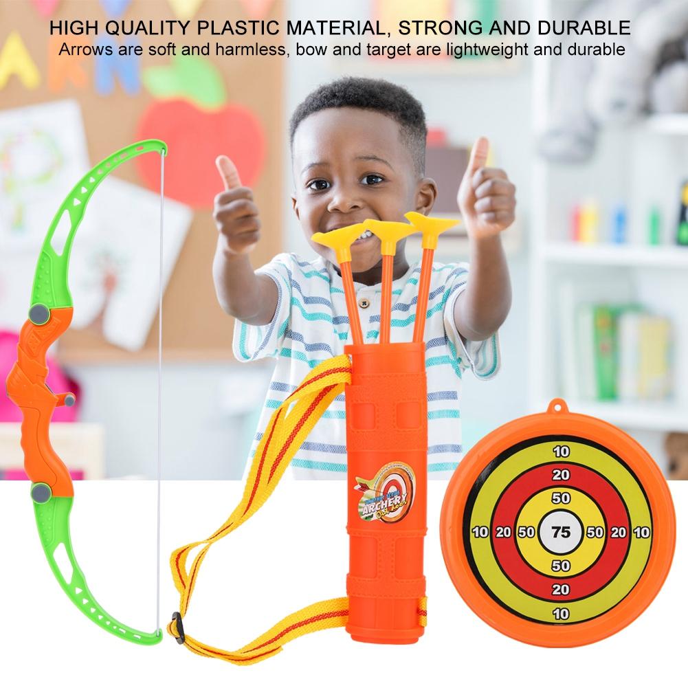 Durable Children Toy Archery Set Plastic Bow Soft Arrows with Score Target Kids Toys