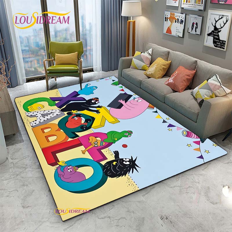Barbapapa Cartoon Anime Carpet for Living Room Sofa Coffee Table Bedroom Rug Kitchen Kids Door unslip floor Mat Birthday gift