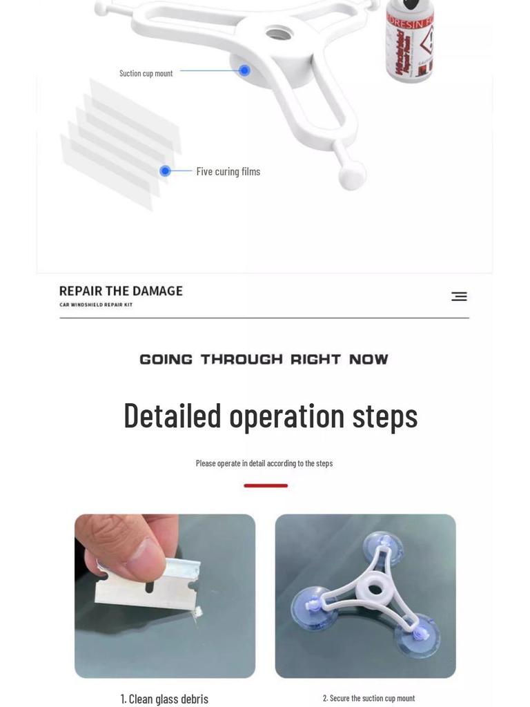 Жидкость для ремонта лобового стекла от трещин, сколов и царапин - Бесследный восстановитель повреждений