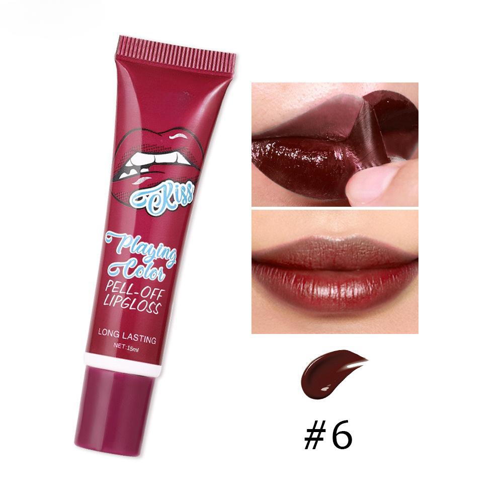 6 Colors Tear Pull Liquid Lipstick Long Lasting Lip Gloss Mask Base Waterproof Moisturizer Makeup Peel Off Lip Gloss Cosmetics