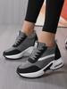 Women's Walking Sneakers Wedges High Top Lace Up Shoes Air Cushion Increased Internal Fashion Girls Sneakers Grey