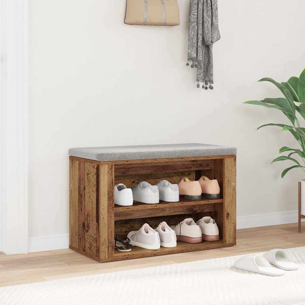 Shoe Rack with Bench Reclaimed Wood Look 75 x 35 x 45 cm Engineered Wood