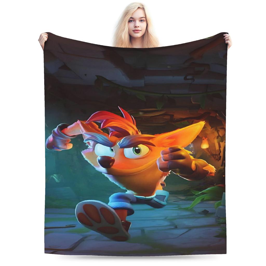 C-Crash B-Bandicoot Blanket Warm Soft Graphic Plush Bedding Throws For Girls Boys Home Decor Flannel Bedspread Bed Cover