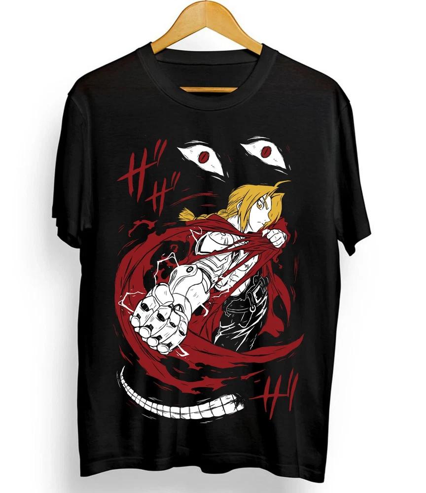 Fullmetal Alchemist Brotherhood Edward Elric Alphonse Elric Tshirt Black