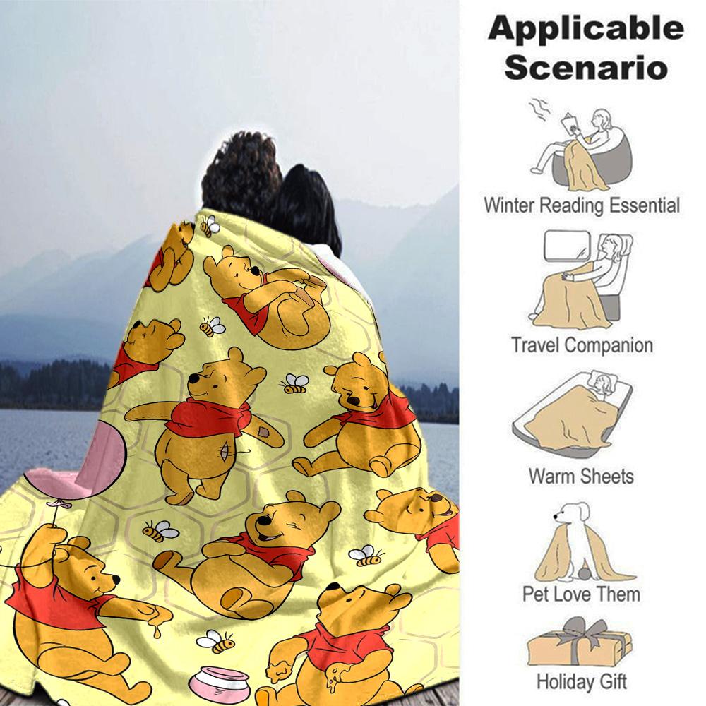 Piglet Balloons Adventure Flannel Blanket Super Soft Warm Cozy Blanket For Sofa Bed Office Travel Allseason Home Decor Gift