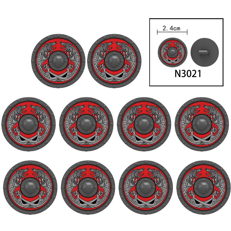 MOC Средневековый Военный Замок Оружие Римский Рыцарь Шлем Щит Аксессуары Строительные Блоки Зеленый Дракон Лев Крестоносец Кирпичи Игрушка