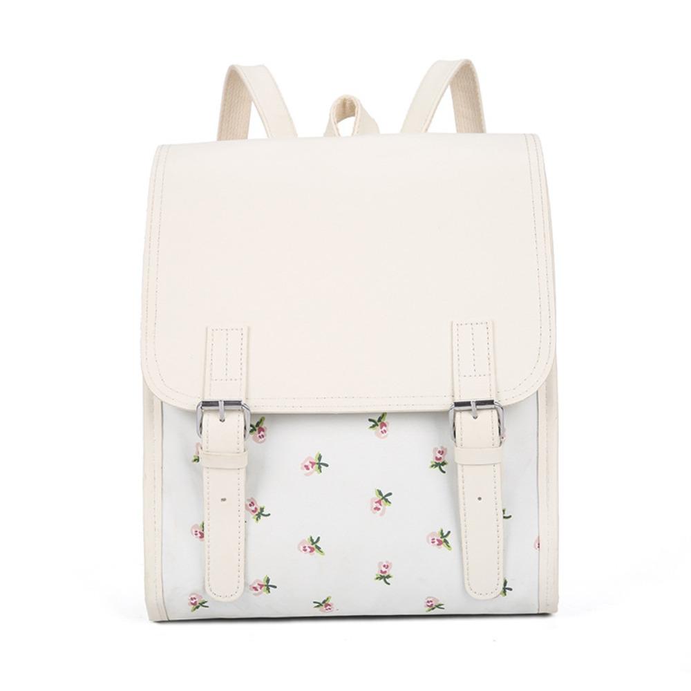 Вместительный школьный портфель из ПУ кожи с откидным клапаном, эстетичный рюкзак с цветами для девочки
