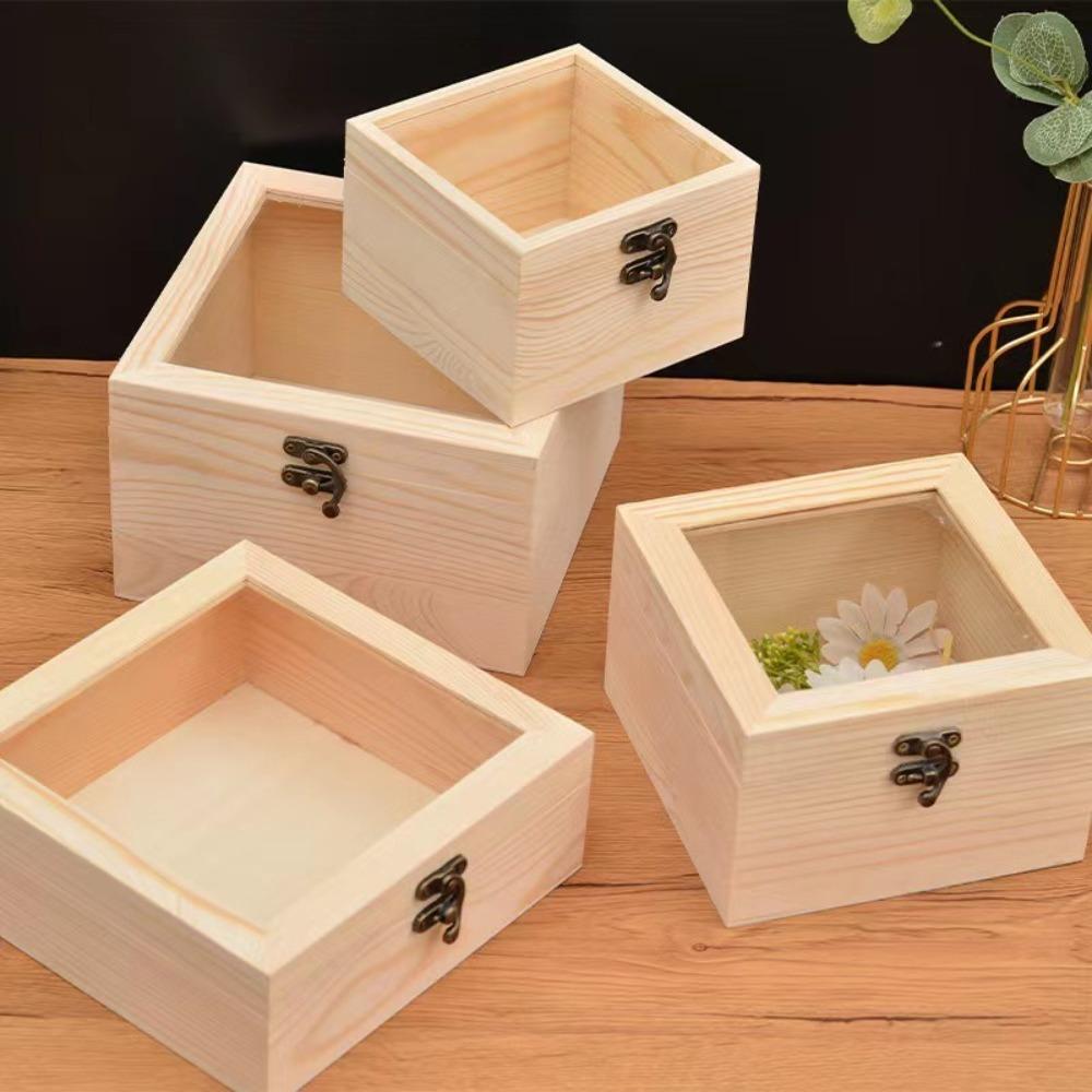 High-Visibility Wooden Storage Box Rectangular Candy Display Box Desktop Organizer Family