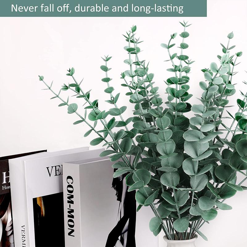 24 шт. искусственных растений, листьев эвкалипта, зеленых веток, цветочного венка, букета своими руками, центрального элемента, свадебного украшения для дома, 38 см