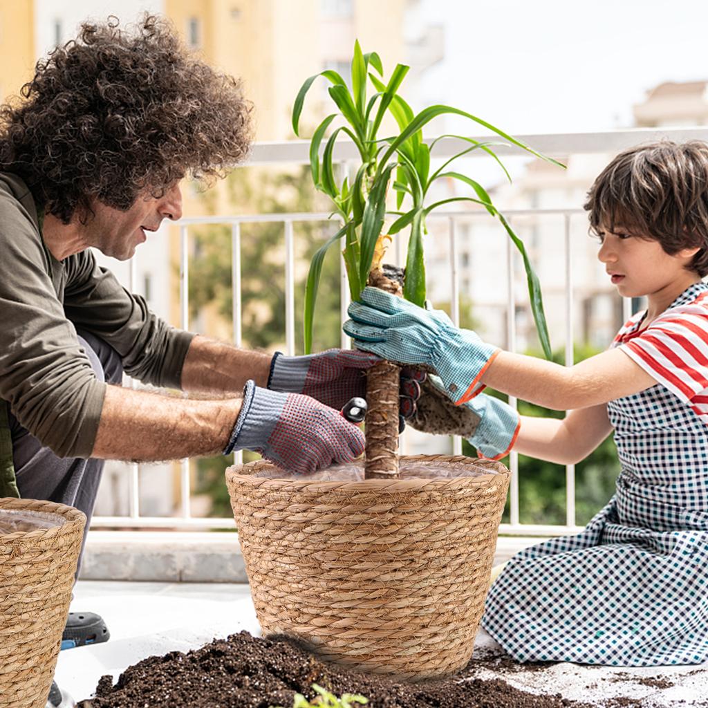 4 шт. в упаковке, большая плетеная корзина для растений из морской травы с пластиковой подкладкой, стильные корзины для растений, комнатные и уличные растения, плетеные корзины из лозы