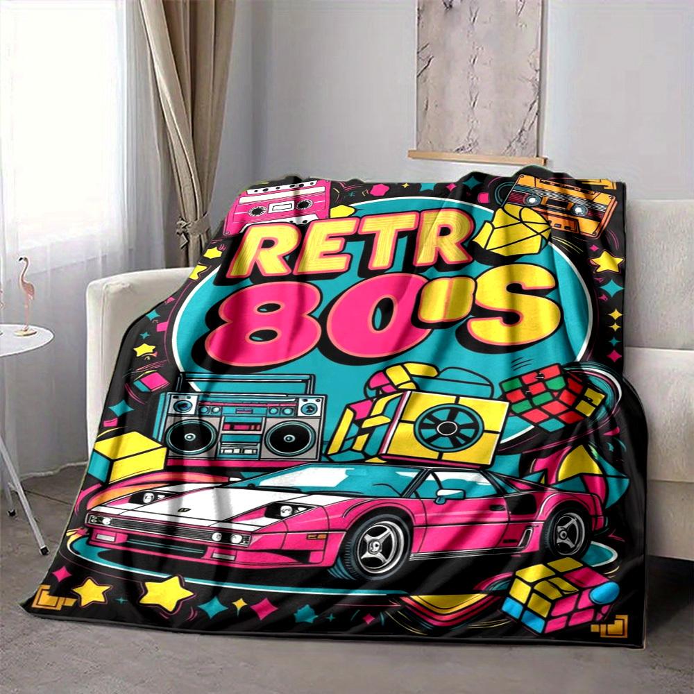 1pc Retro 80s Blanket Lightweight Flannel Blanket Throw Blanket For Sofa, Bed, Travel, Camping, Livingroom, Office, Couch