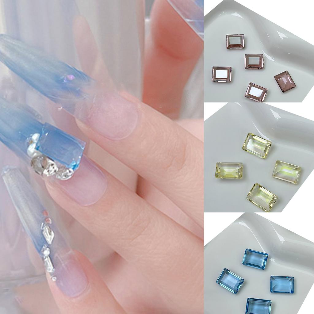 10 Pcs Nail Rhinestones Nail Crystal Gems Rectangular Nail Charms Clear Nail Art Charms Nail Art Decorations for Women