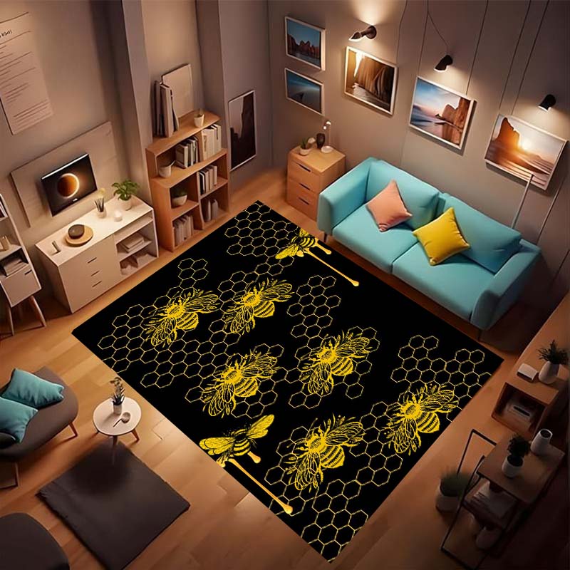 3D мультяшный милый узор пчелы, нескользящий коврик, мягкий фланель, моющийся, нескользящая основа, подходит для гостиной, спальни, ванной комнаты,