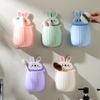 1pc Cute Rabbit Storage Rack, Makeup Brush Storage Box, Bathroom Wall Mounted Toothbrush Holder, Bathroom Accessories