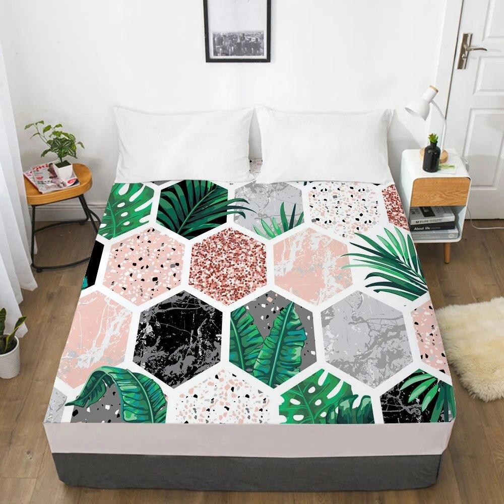 Наматрасник, простыня на резинке, простыни, постельное белье, простыня королевского размера, 160X200 см, скандинавский мрамор, розовый