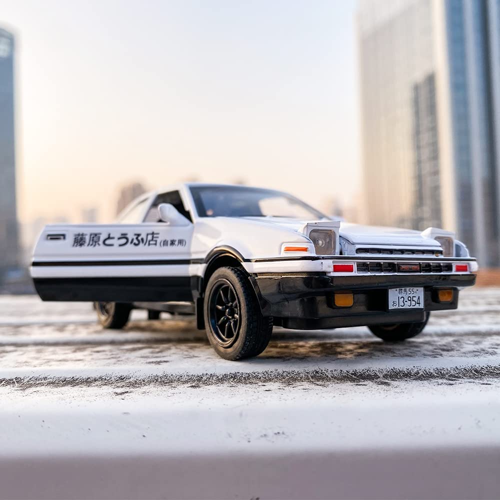 1/28 масштаб Toyota AE86, начальная модель автомобиля D, игрушечный автомобиль из цинкового сплава со звуком и светом для детей, подарок для мальчиков и девочек