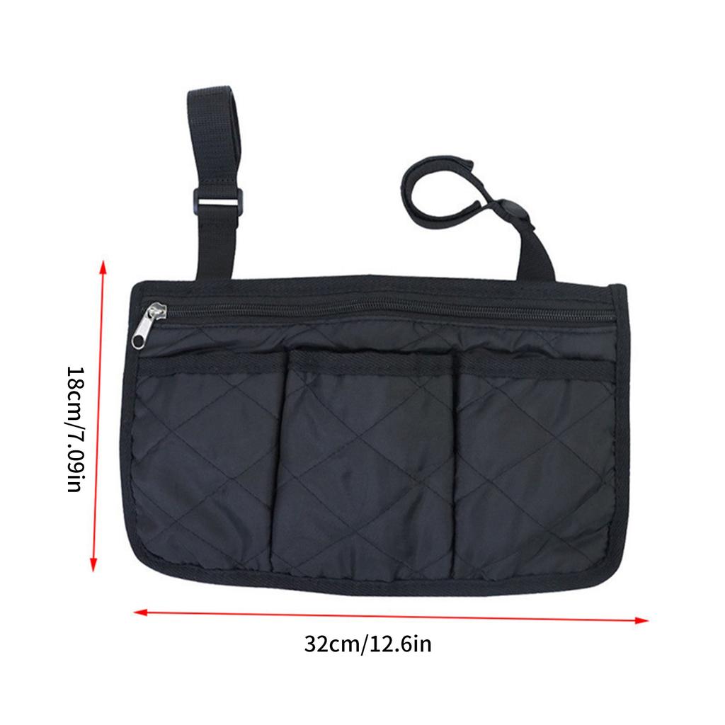 Waterproof Wheelchair Side Pouch Multipocket Wheelchair Hanging Bag Armrest Hanging Handle Holder Wheelchair Accessories