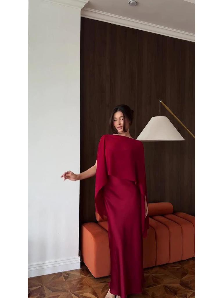 Элегантное однотонное длинное платье без рукавов для женщин - Осенняя коллекция 2025