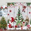 Christmas Gift Shower Curtain Pink Snowman Christmas Tree Elf Deer Red Bird Polyester Shower Curtains Bathroom Decor with Hooks